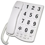 TEL UK 18041 New Yorker Big Button Corded Telephone White(452)