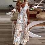 Dam Sommar Kortärmad Lång Klänning Virkade Maxiklänningar Svart Vit Tie Dye 3XL Sun Flower M