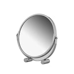 axentia Miroir Cosmétique Grossissant 3x, Miroir de Maquillage Rasage Double Face, Miroir à Poser Chromé, 17 x 0,2 x 17 cm, Miroir sur Pied Pivotant à 360° pour Salle de Bain