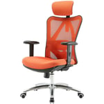 Chaise de bureau HHG 848, chaise de bureau, ergonomique charge maximale 150kg sans repose-pieds, orange - orange