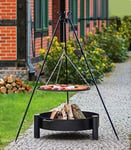 BlackOrange Barbecue suspendu avec brasero Cup Ø 60 cm, barbecue pivotant Ø 50 cm et manivelle, trépied hauteur 180 cm
