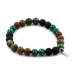 Armband - Ett Bijoux - Turkos Afrikansk - Malakit - Mat svartsot - Trä 8 mm
