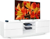 Homeology Avitus Premium Gloss White with 4-White Drawers 32"-65" TV Cabinet