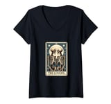 Womens The Lovers Tarot Card Halloween Skeleton Gothic Magic V-Neck T-Shirt
