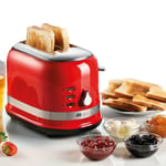 2 Slice Toaster, 815 W, Defrost, Crumb Tray, Red, Ariete Moderna 0149R