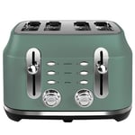 Rangemaster RMCL4S201MG Mineral Green 2.1kW 4 Slice Toaster with Defrost, Cancel and Reheat Functions, Removable Crumb Tray and 6 Power Levels with 2 Year Guarantee