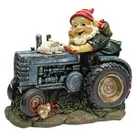 Design Toscano QL1530256 Gnome Statue Jardin - Lapin à bord Garden Gnome Tracteur - Lawn Gnome
