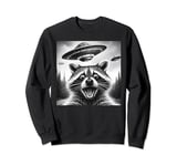 Raccoon UFO Funny Raccoon Selfie with UFOs Alien Men Women Sweatshirt