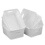 Inhouse Plastic Storage Basket for Cupboards, White Small Basket, Set of 6