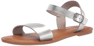 Amazon Essentials Sandales à Double Bride avec Boucles Femme, Argent, 43 EU Large