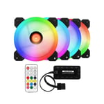 4PCS LED Ventilateur Ordinateur RGB Refroidisseur Silencieux Anti Bruit pour 4Pin Port et Supérieur