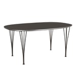 Fritz Hansen - B616 Superellips, 100x170 cm, Laminat, Grå, Grå pulverlack - Matbord - Arne Jacobsen,Bruno Mathsson,Piet Hein - Grå - Metall/Trä