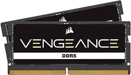 CORSAIR Vengeance DDR5 SODIMM 32GB (2x16GB) DDR5 5200MHz C44 Compatible avec Presque Tous Les Systèmes Intel et AMD, Temps de Chargement Plus Rapides, XMP 3.0 - Noir (CMSX32GX5M2A5200C44)