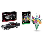 LEGO 10304 Icons Chevrolet Camaro Z28, Customisable Classic Car Model Building Kit, Vintage American Muscle Vehicle & 10313 Icons Wildflower Bouquet Set, Artificial Flowers with Poppies and Lavender