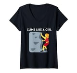 Womens Climb Like A Girl | Rock Climbing Gear Girls Women V-Neck T-Shirt