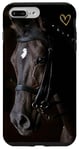 Coque pour iPhone 7 Plus/8 Plus Motif Tête De Cheval Noir Avec un beau Coeur D'Amour Doré