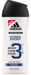 Adidas Hydra Sport Shower Gel for Men 3-In-1 - Gentle Cleansing of Body, Hair & 