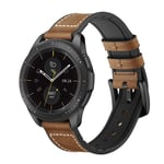 YOOSIDE for Galaxy Watch3 41mm Watch Strap, 20mm Quick Release Soft Genuine Leather Hybrid Silicone Sweatproof Wristband for Samsung Galaxy Watch 42mm,Galaxy Active 2 40mm 44mm(Brown)