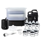 Tommee Tippee Complete Baby Feeding Set, with Electric Steriliser and Baby Bottles, Black