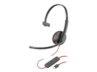 Poly Blackwire 3210 - Blackwire 3200 Series - headset - på örat - kabelansluten - USB-C - svart - Certifierad för Skype for Buisness, Avaya-certifierad, Cisco Jabber-certifierad, UC-certifierad