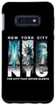 Coque pour Galaxy S10e New York City Skyline et Liberty Moonlight City ne dort jamais