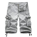 NGRDX&G Shorts Bermuda Fashion Men Cargo Shorts Knee Length Solid Color Multi Pockets Loose Overalls 30-38