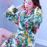 Soft Flannel Coral Women's Warm Full Sleeve Super Long Bath Robe Female Kimono Bathrobe Dressing Gown Robes Autumn Winter M(160Cm) U Livraison Gratuite