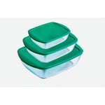 Pyrex Cook & Store 3pk Food Storage With Green Lid - 218P / 241P / 242P