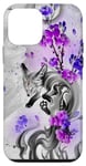 Coque pour iPhone 12 mini Renard Kawaii Renard Cerisier Fleurs Violet Fleur Lavande