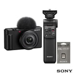 Sony ZV-1F Vlogging Camera Kit with Shooting Grip and SF-E Series 256GB SD Card