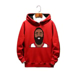 DDOYY James # 13 Rockets Pull de basket-ball avec capuche en velours Rouge