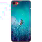 Apple iPhone 16e Transparent Mobilskal Blå fjäril