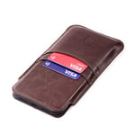 Dockem Provincial Wallet Sleeve for 6.1" iPhones: 15/14/13/12 Pro, 15, 14, 13, 12, 11, XR: Slim Vintage PU Leather Cover with 2 Card Holder Slots: Professional Executive Pouch Case [Brown]