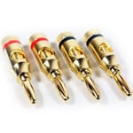 4x Premium 4mm Banana Plugs 24k Gold Plated Speaker Cable Amp HiFi Connectors