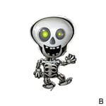 Halloween Aluminum Film Balloon Skeleton Pumpkin Ghost Party B White+black 1pcs