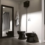 Lavabo Retro HIGH Toalett 445x705 mm, Krom rør/P-lås, Blank Sort