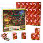 Skickas från Sverige Pussel Adventskalender 2024, 1008 pusselbitar 24 dagars Fireplace Öppen spis Jigsaw pussel 800 FIRE PLACE - julnedräkning julkalend