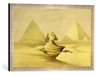 'Image encadrée de David Roberts "The Great Sphinx and the pyramids of Giza, from' Egypt and Nubia ', VOL. 1, d'art dans le cadre de haute qualité Photos fait main, 60 x 40 cm, argent Raya