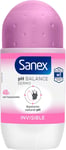 Sanex Invisible 50ml Antiperspirant Roll On Pack of 6 No White Marks 0% Alcohol