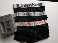 CALVIN KLEIN RECONSIDERED STEEL MICROFIBER 3 PACK LOW RISE TRUNK  LARGE RRP £46