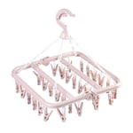 Bestenrose Folding Hanging Drying Rack, Clothespin Drip Hanger with 32 Pegs Wire Collapsible Clip for Laundry Underwear Socks Bra Panty, Quickly Remove (Pink)