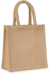 Hyper Mart Classic Small Strong Jute Sandwich,Lunch or Vegetable Bag Natural 100% Hessian with Waterproof Lining (Pack of 3)