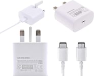 Samsung Original 25W Super Fast USB-C Mobile Phone Mains Plug/Wall Charger for Galaxy S10+, S20+, Note10+, S21+ 5G, Note20 5G & Also includes MOBACE® Type C Cable Compatible with all Type C Devices