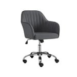 Yaheetech - Chaise de bureau moderne en simili cuir, chaise d'ordinateur pivotante à 360 ° avec siège réglable en hauteur pour bureau en velours gris