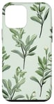 iPhone 12 mini Leaves Botanical Flower Plant Line Art Sage Green Case