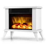 JHSHENGSHI Electric Fireplace Heating Free-standing Fireplace with Realistic Dancing Flame Effect - Easy Assemble - 1500 W Black White Base
