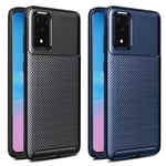 ivoler 2 Pack Case for Samsung Galaxy S20+ / S20 Plus 5G, Silicone Resilient Shock Absorption and Carbon Fiber Design Flexible Slim TPU Bumper Phone Cover (Black+Blue)