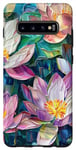 Coque pour Galaxy S10+ Style de peinture à l'huile de fleurs de lotus Art Design