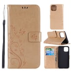 iPhone 11 etui med et sommerfugleprint - Gyldent