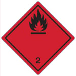 RL Farligt gods-etiketter 2.1 Flammable Gas 250 st/rulle